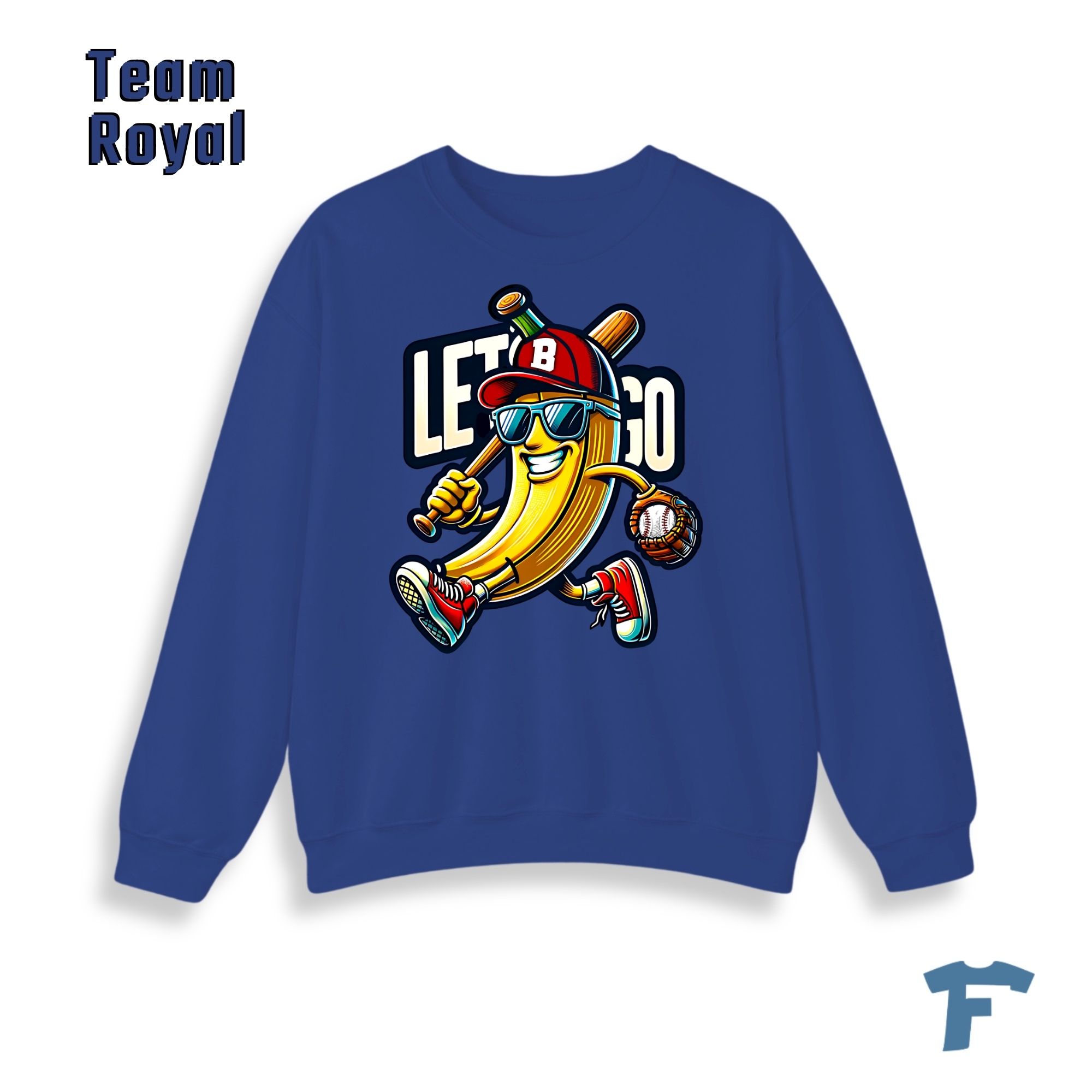 Funny Baseball Banana Let's Go Women's Graphic Sweatshirt, Cartoon Sports Fan Design, Retro Baseball Lover Gift for Women - Image 12