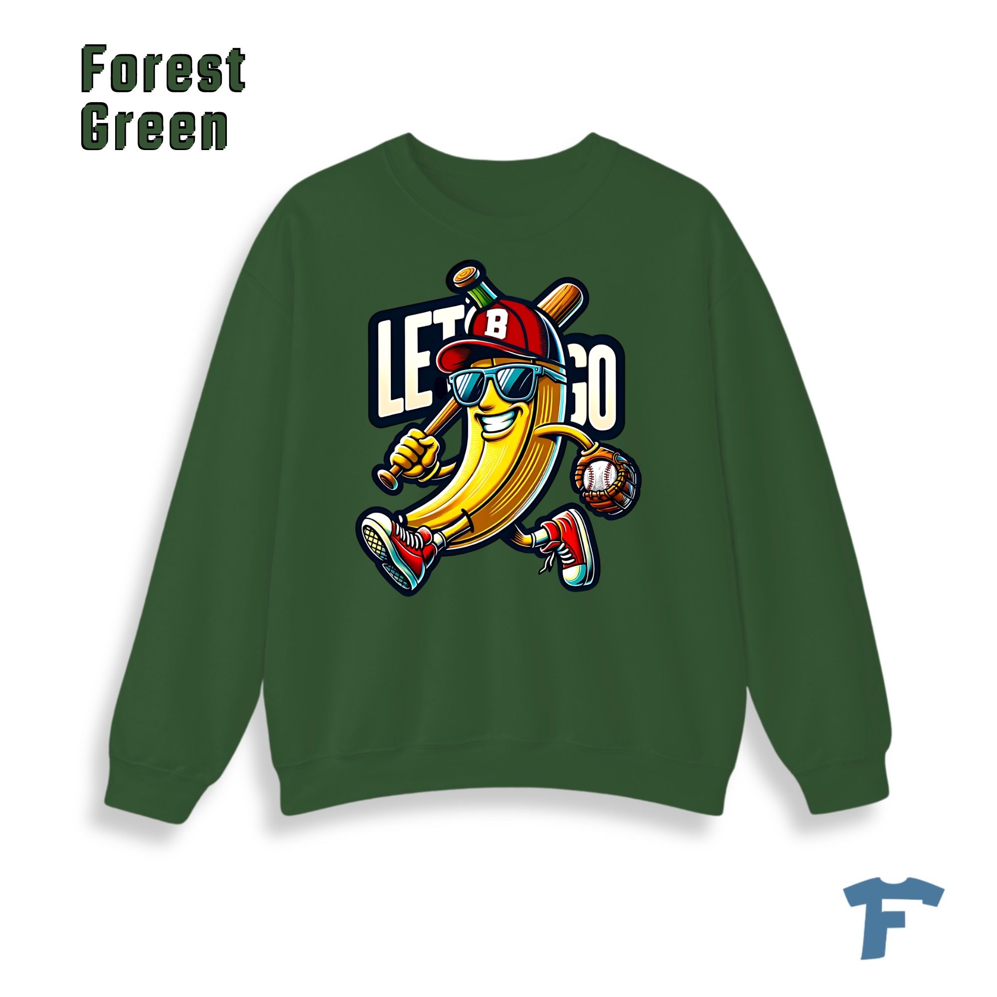 Funny Baseball Banana Let's Go Women's Graphic Sweatshirt, Cartoon Sports Fan Design, Retro Baseball Lover Gift for Women - Image 14