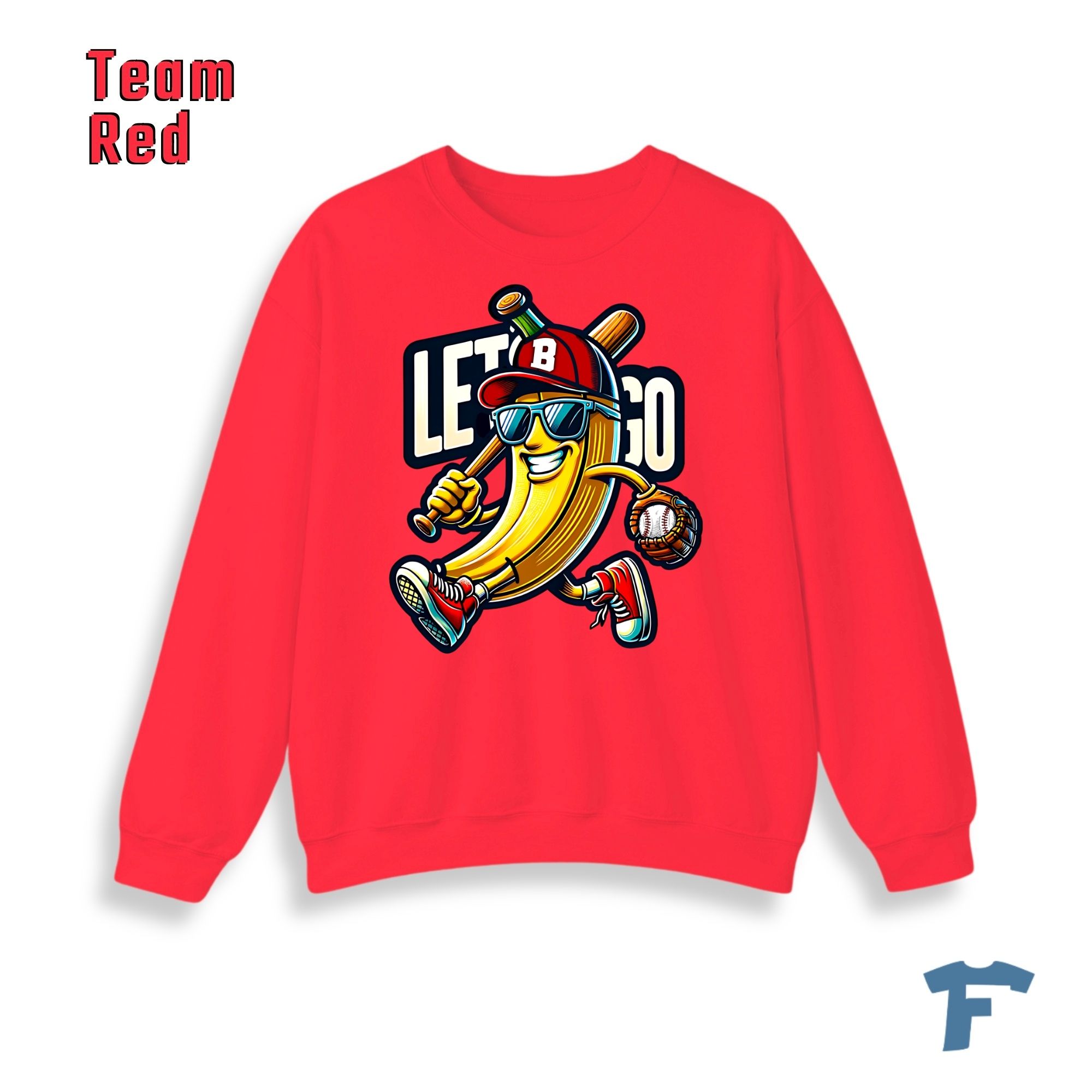 Funny Baseball Banana Let's Go Women's Graphic Sweatshirt, Cartoon Sports Fan Design, Retro Baseball Lover Gift for Women - Image 15
