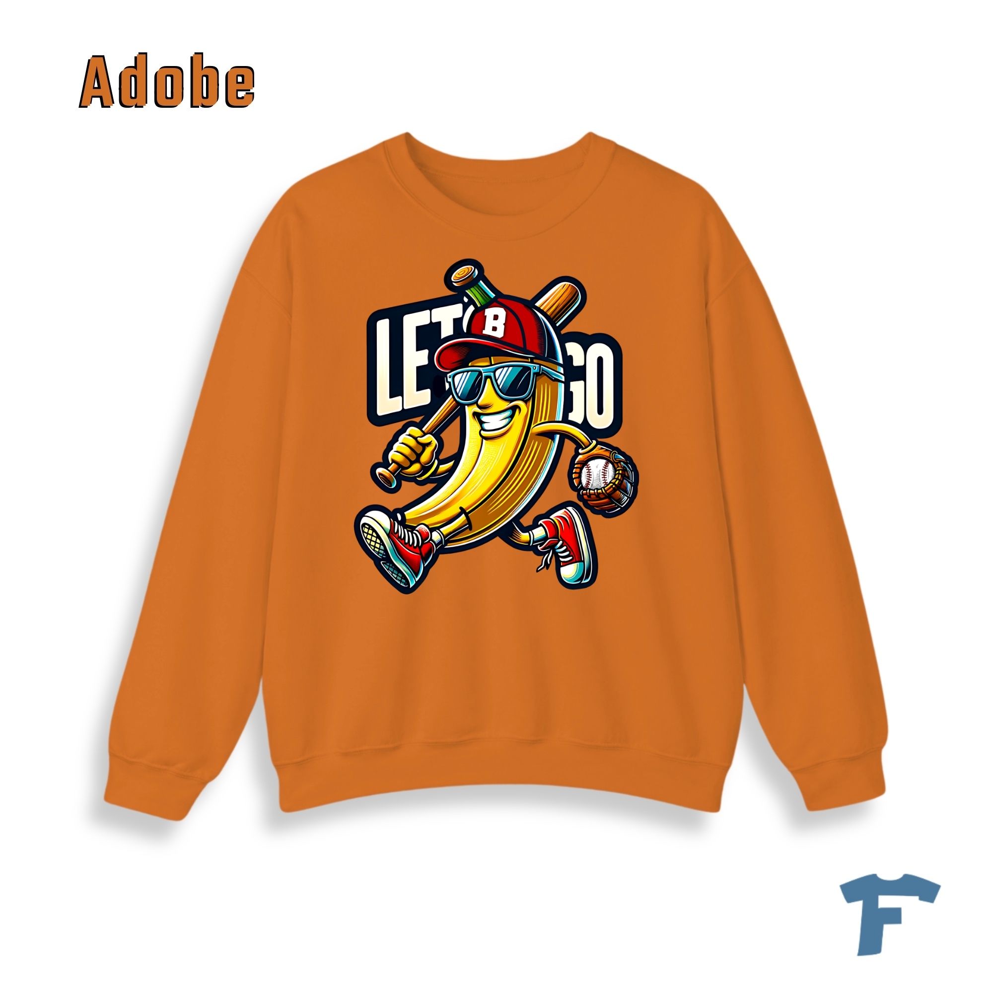 Funny Baseball Banana Let's Go Women's Graphic Sweatshirt, Cartoon Sports Fan Design, Retro Baseball Lover Gift for Women - Image 16
