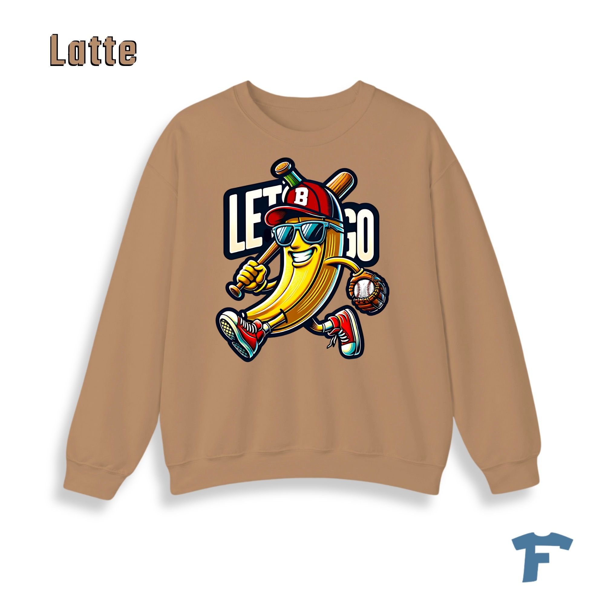 Funny Baseball Banana Let's Go Women's Graphic Sweatshirt, Cartoon Sports Fan Design, Retro Baseball Lover Gift for Women - Image 17