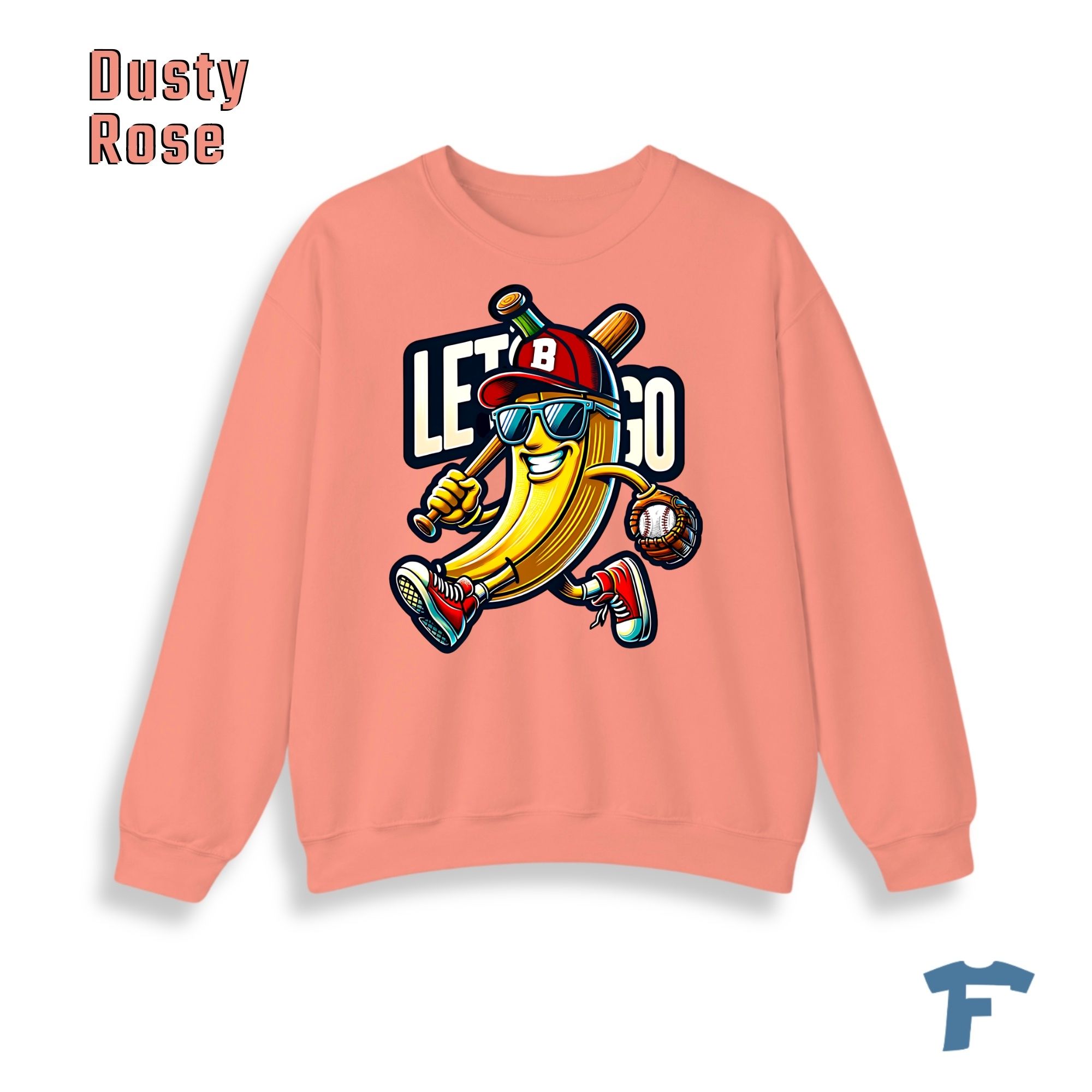 Funny Baseball Banana Let's Go Women's Graphic Sweatshirt, Cartoon Sports Fan Design, Retro Baseball Lover Gift for Women - Image 18