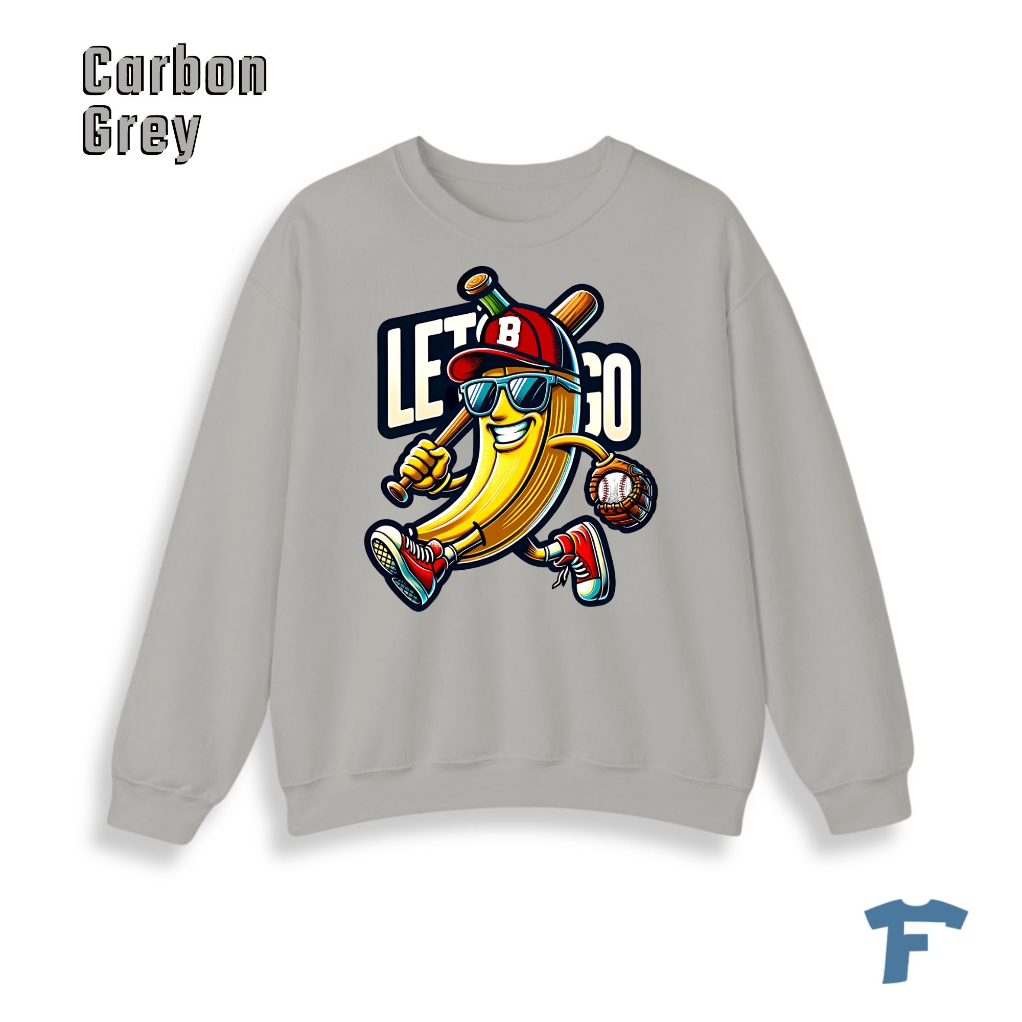 Funny Baseball Banana Let's Go Women's Graphic Sweatshirt, Cartoon Sports Fan Design, Retro Baseball Lover Gift for Women - Image 19