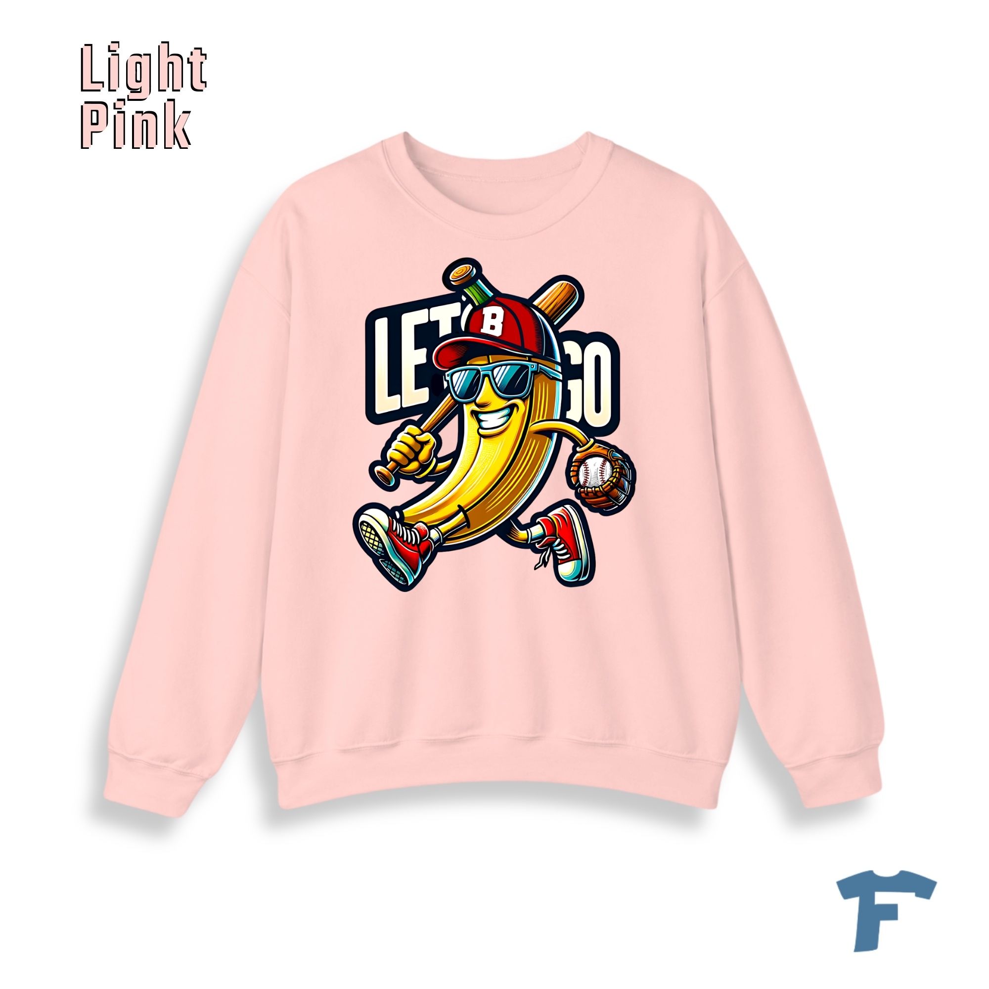 Funny Baseball Banana Let's Go Women's Graphic Sweatshirt, Cartoon Sports Fan Design, Retro Baseball Lover Gift for Women - Image 21