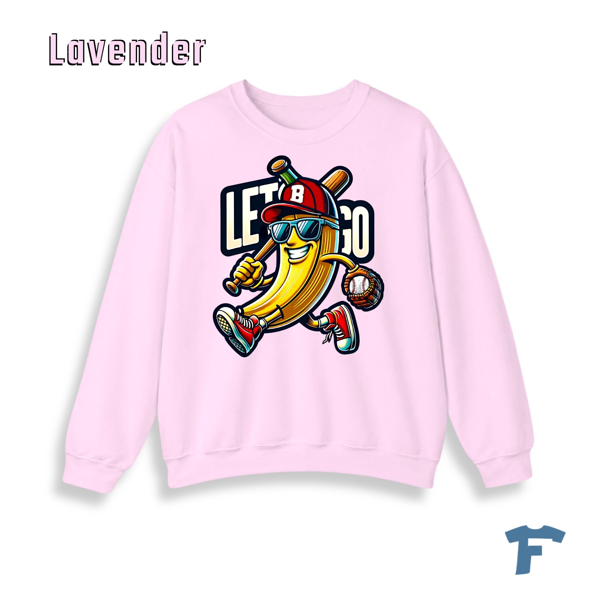 Funny Baseball Banana Let's Go Women's Graphic Sweatshirt, Cartoon Sports Fan Design, Retro Baseball Lover Gift for Women - Image 22
