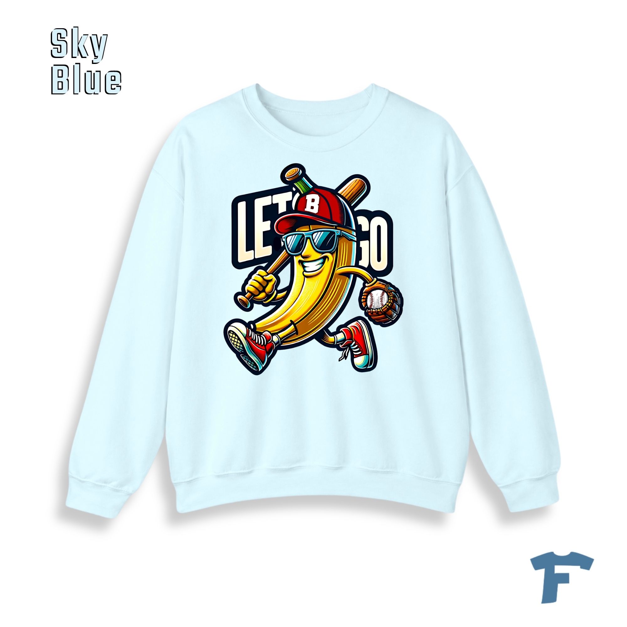 Funny Baseball Banana Let's Go Women's Graphic Sweatshirt, Cartoon Sports Fan Design, Retro Baseball Lover Gift for Women - Image 23