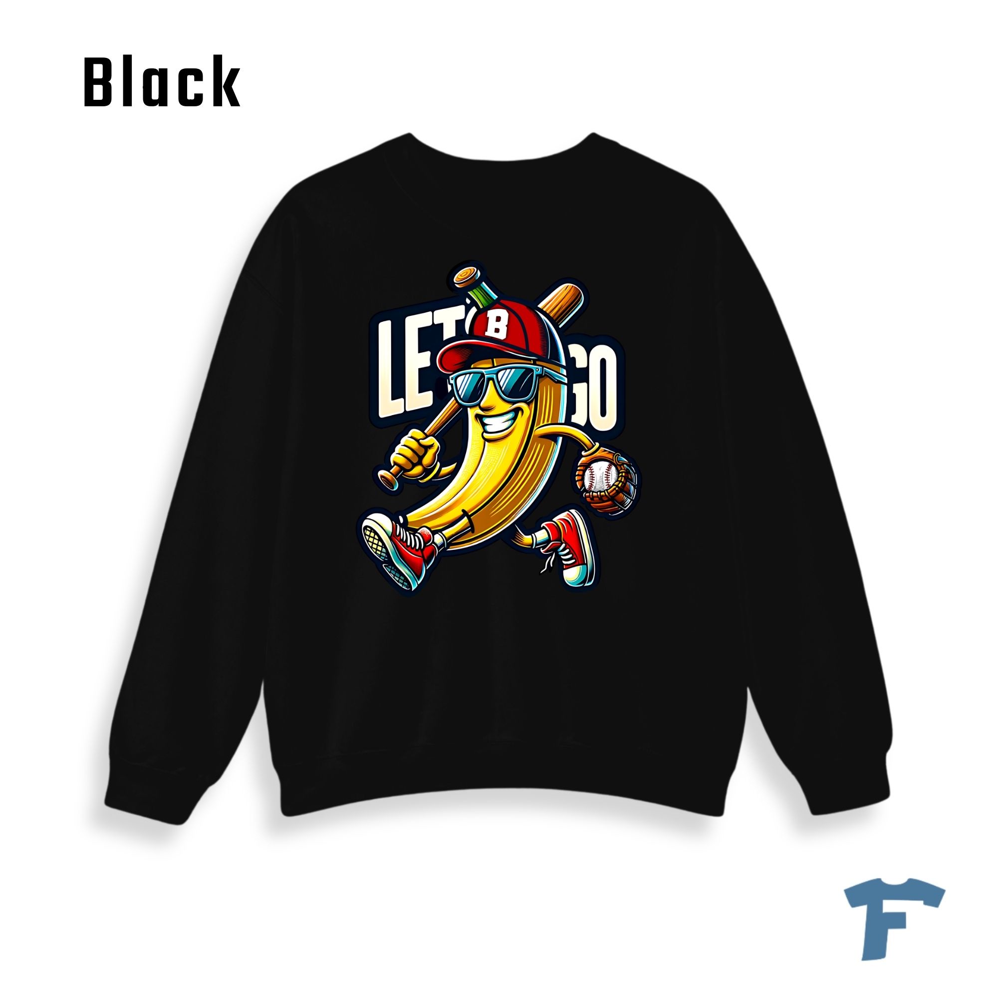 Funny Baseball Banana Let's Go Women's Graphic Sweatshirt, Cartoon Sports Fan Design, Retro Baseball Lover Gift for Women - Image 7