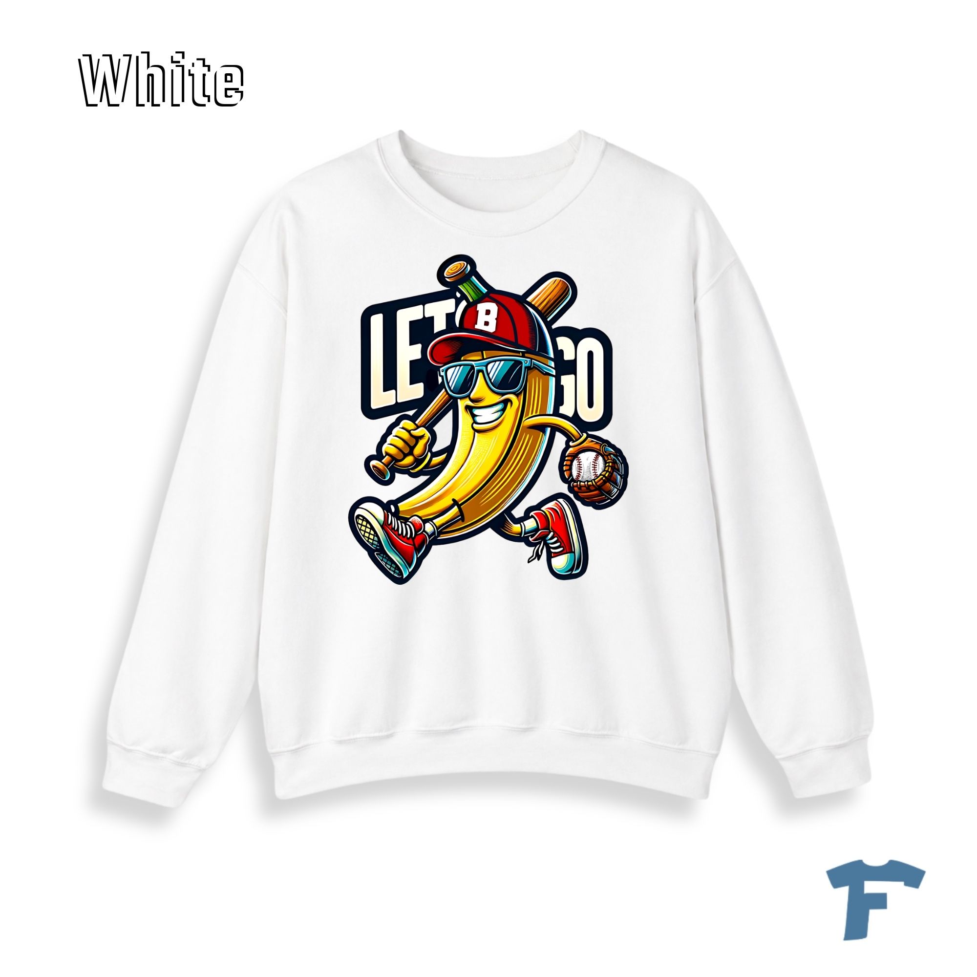 Funny Baseball Banana Let's Go Women's Graphic Sweatshirt, Cartoon Sports Fan Design, Retro Baseball Lover Gift for Women - Image 8