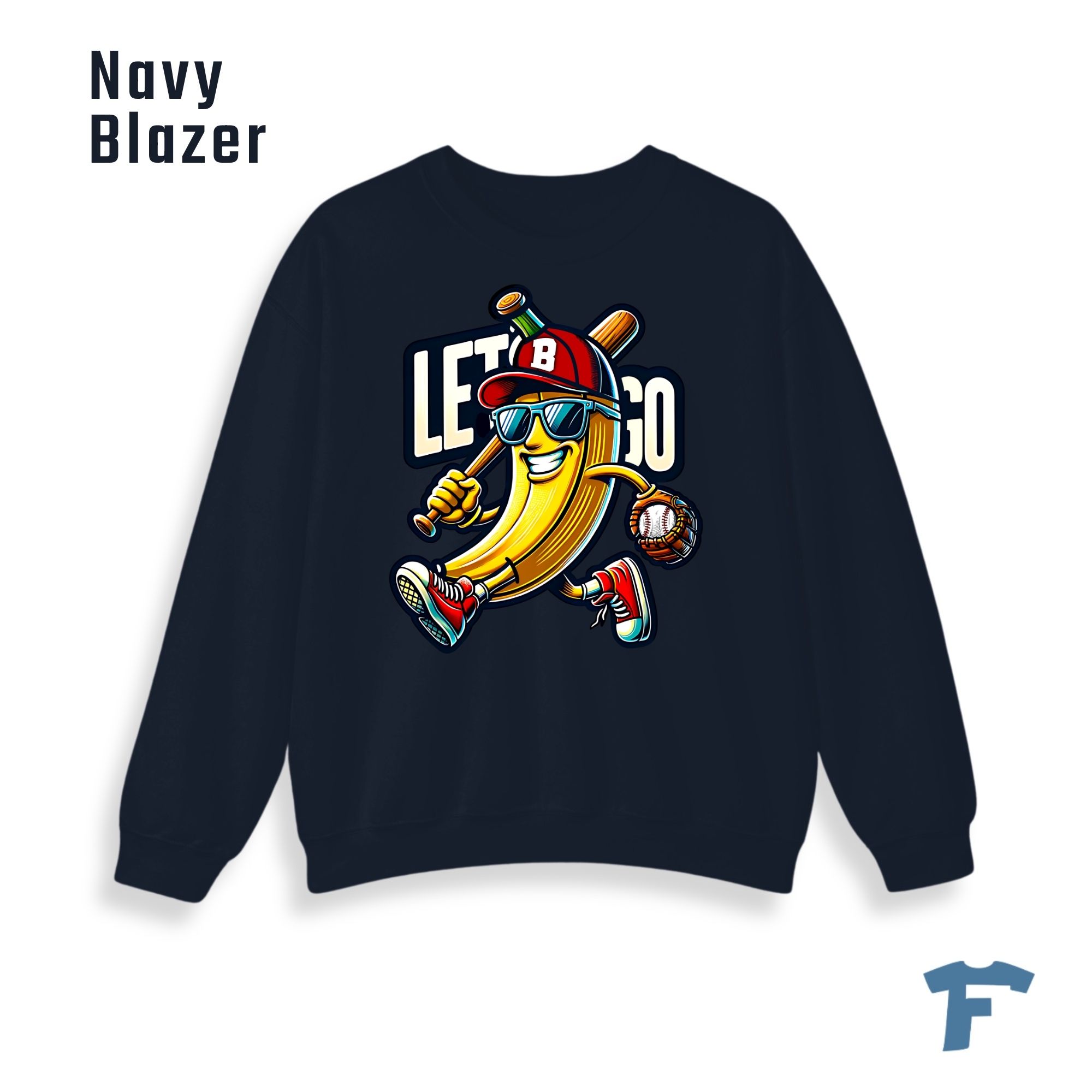 Funny Baseball Banana Let's Go Women's Graphic Sweatshirt, Cartoon Sports Fan Design, Retro Baseball Lover Gift for Women - Image 9