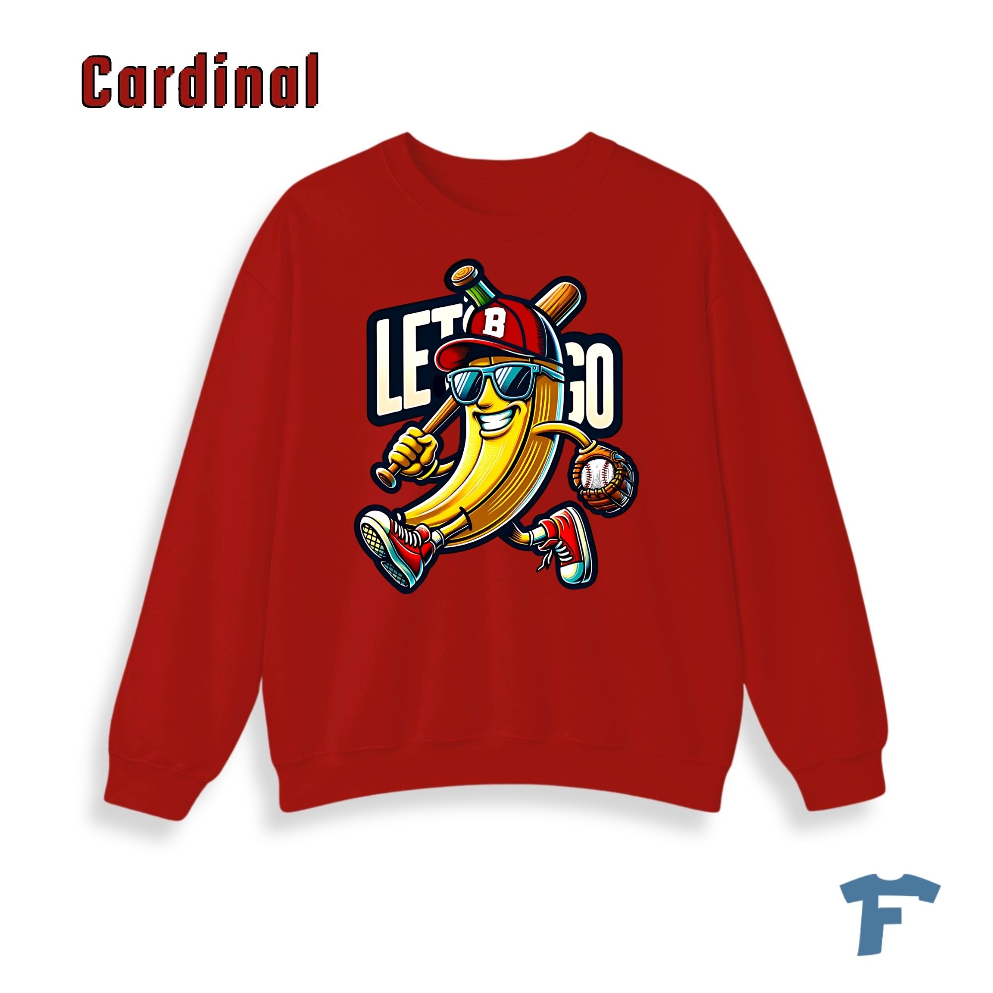 Funny Baseball Banana Let's Go Women's Graphic Sweatshirt, Cartoon Sports Fan Design, Retro Baseball Lover Gift for Women - Image 10