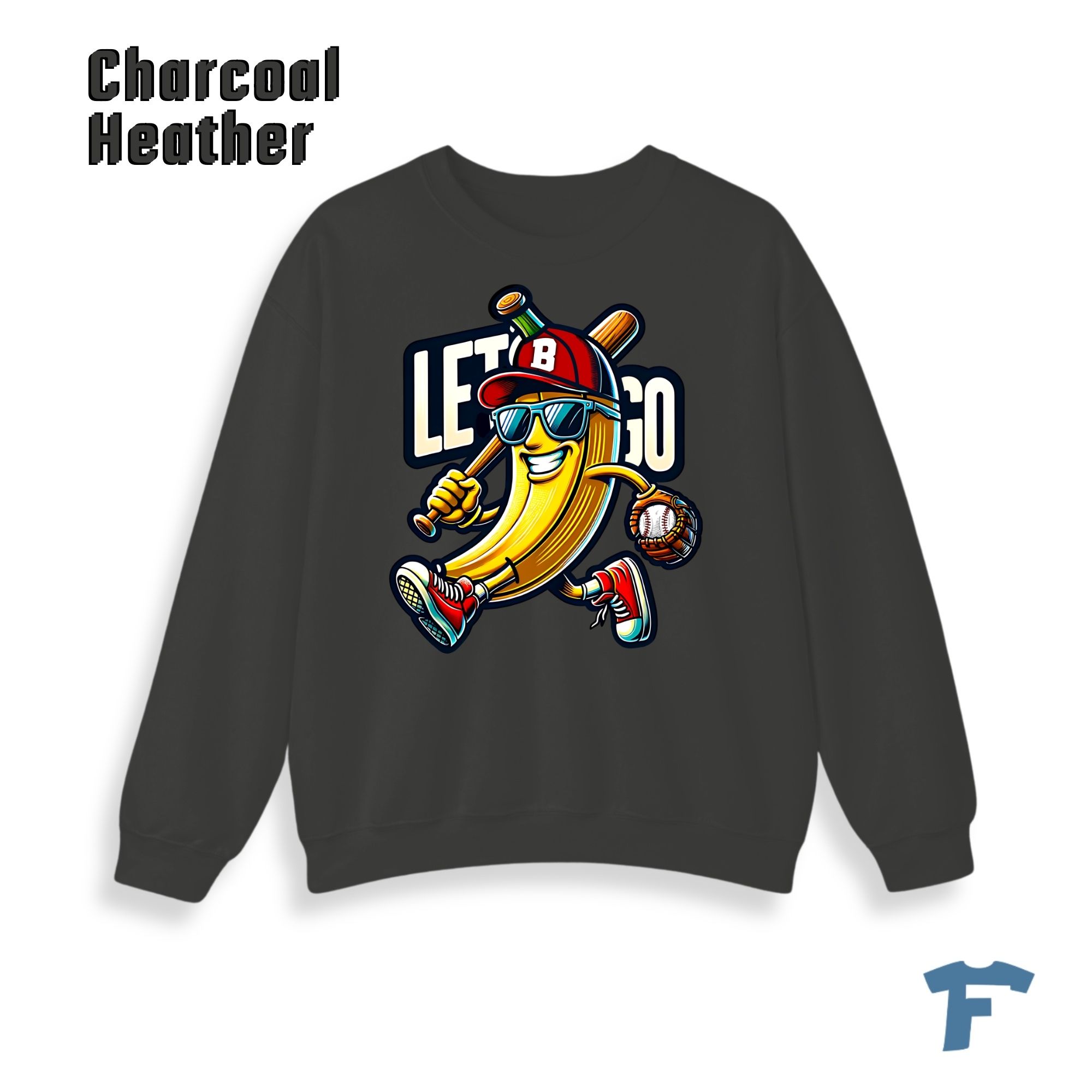Funny Baseball Banana Let's Go Women's Graphic Sweatshirt, Cartoon Sports Fan Design, Retro Baseball Lover Gift for Women - Image 11