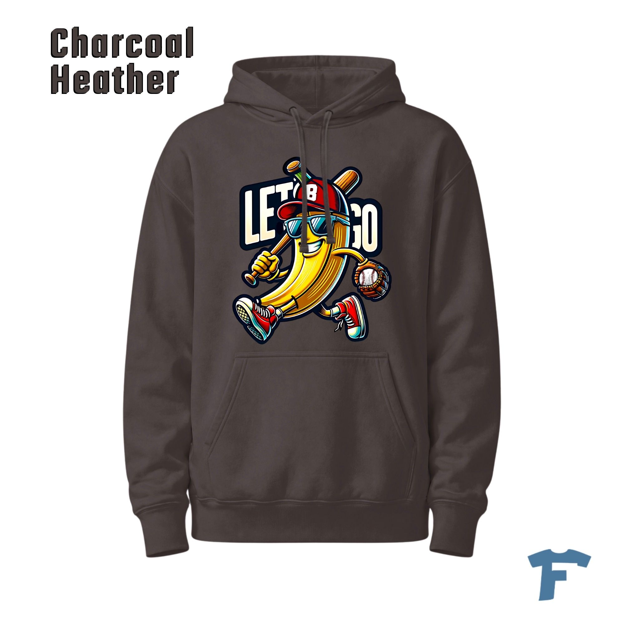 Funny Baseball Banana Hoodie, Let's Go Cartoon Graphic Hoodie for Baseball Fans, Sporty Game Day Banana with Bat Glove and Ball - Image 10