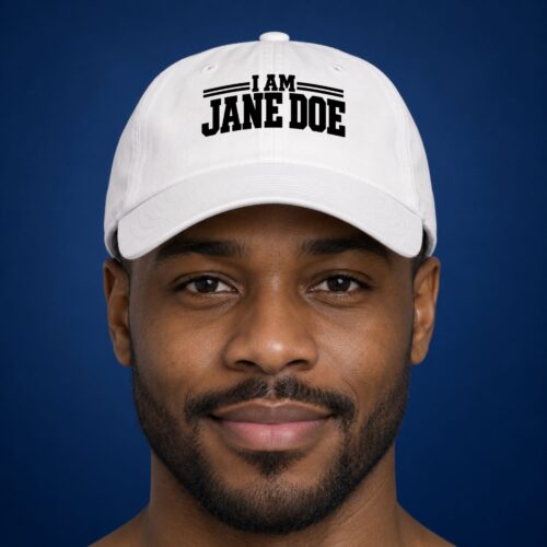 I Am Jane Doe Men's Hat, Bold White Typography Graphic Hat, Funny Anonymous Name Baseball Hat for Men, Minimal Statement Cap