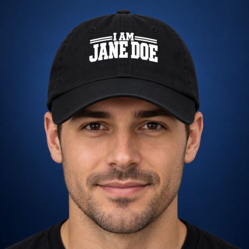 I Am Jane Doe Men's Hat, Bold White Typography Graphic Hat, Funny Anonymous Name Baseball Hat for Men, Minimal Statement Cap