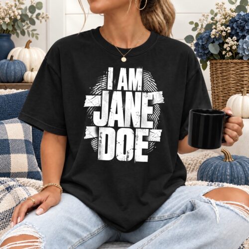I Am Jane Doe Women's Comfort Colors Shirt, Distressed Fingerprint Graphic Tee, Anonymous Identity Mystery Statement Shirt for Women