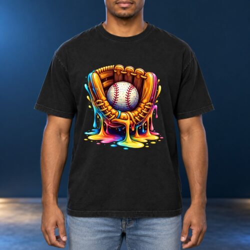 Colorful Baseball Glove Men's Comfort Colors Shirt, Vibrant Baseball Graphic Tee for Players, Fans, Coaches and Game Day Sports