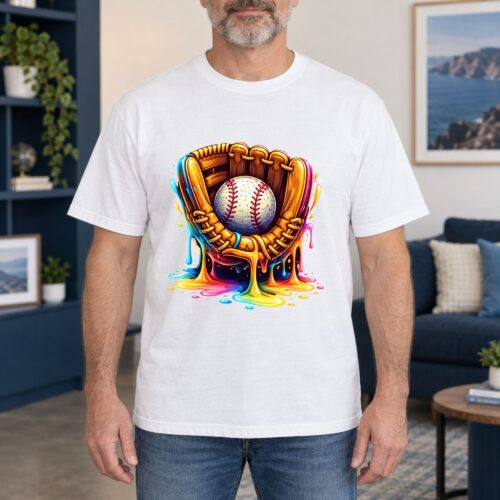 Colorful Baseball Glove Men's Comfort Colors Shirt, Vibrant Baseball Graphic Tee for Players, Fans, Coaches and Game Day Sports